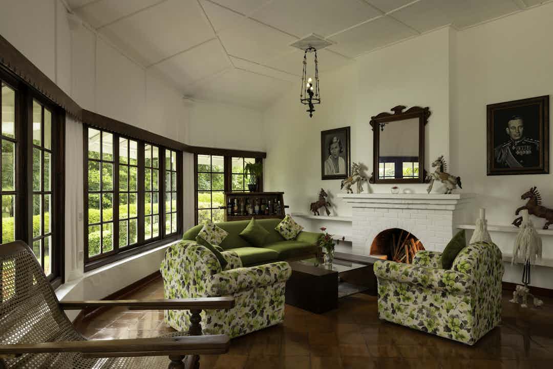 Colonial-style living room at Mountbatten Bungalow